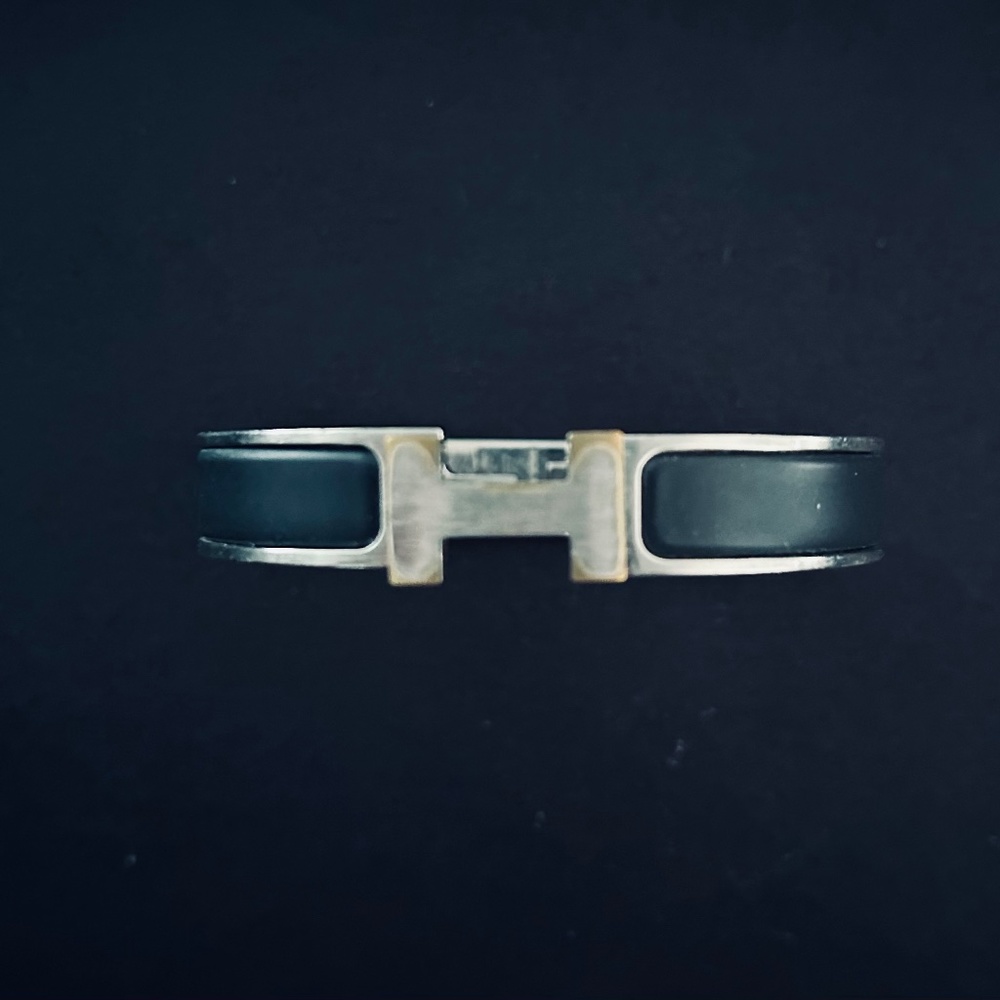 Hermes Black and Silver Clic - Clak Bracelet